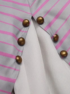 Clearance Retro Stage 3PCS 1940s Ruffles Stripes Button Suit Set Pink