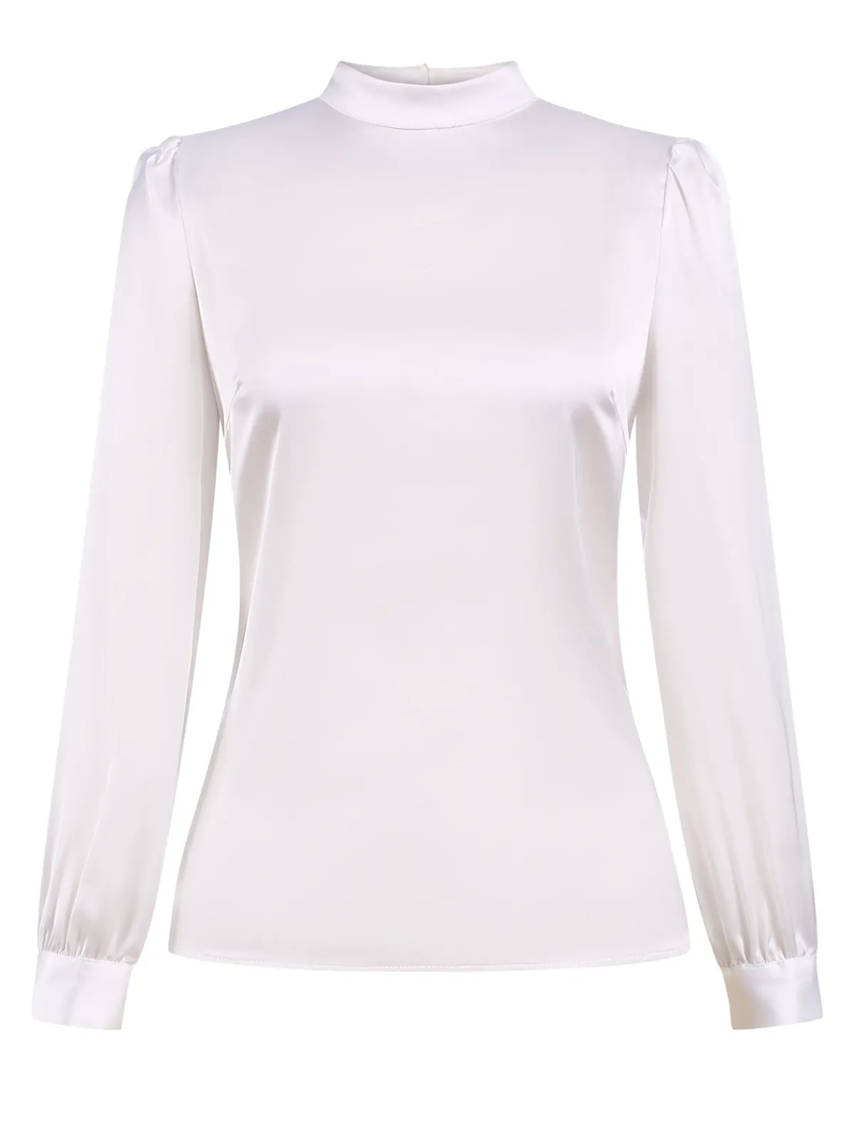 Outlet Retro Stage 2PCS 1970s Satin High Neck Blouse & Suspender Pants White & Red