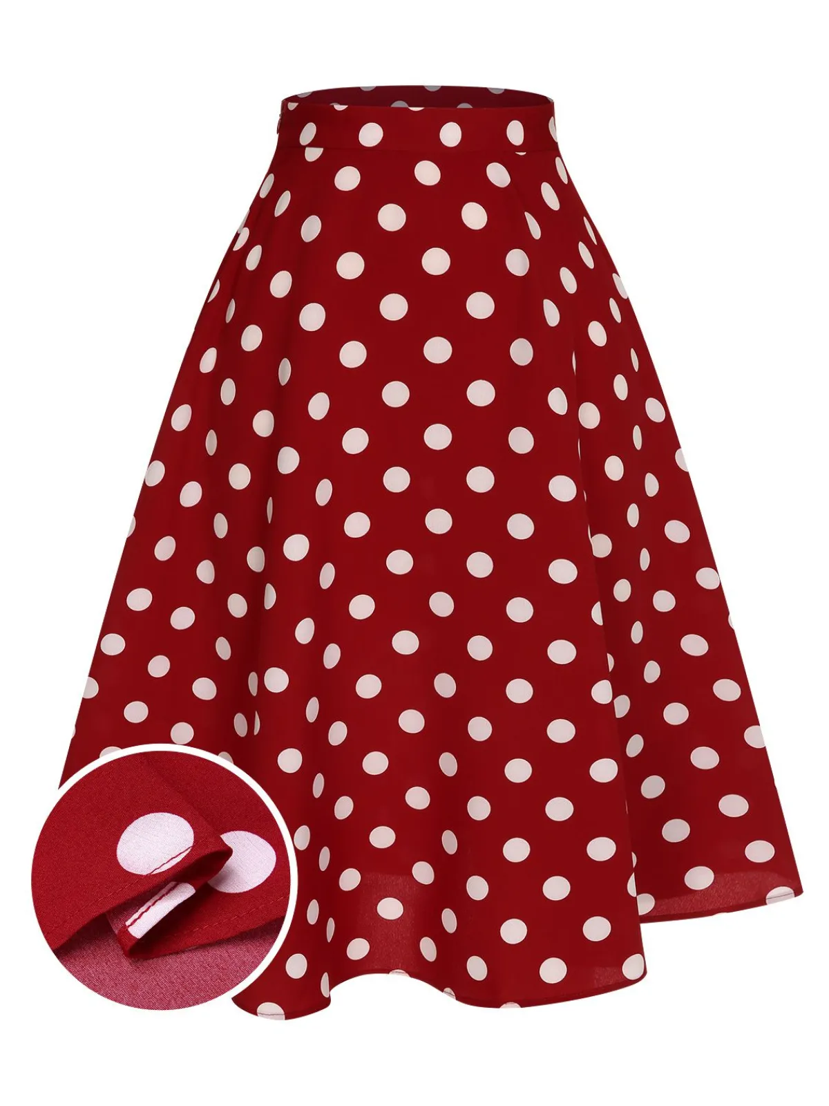 New Retro Stage 2PCS 1950s Solid Blouse & Polka Dot Skirt Red & Blue