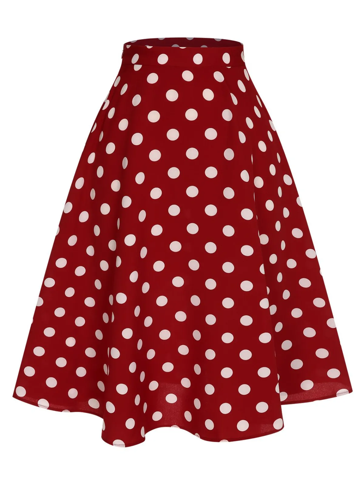 New Retro Stage 2PCS 1950s Solid Blouse & Polka Dot Skirt Red & Blue