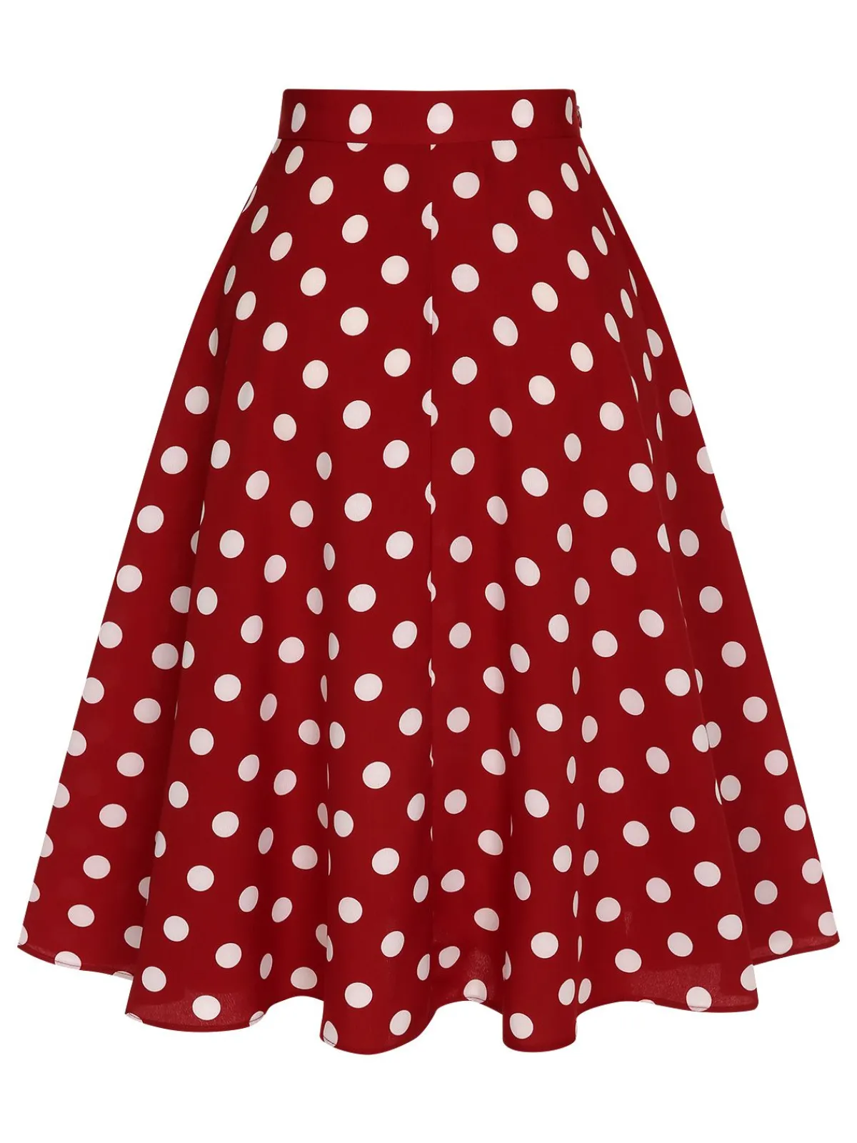 New Retro Stage 2PCS 1950s Solid Blouse & Polka Dot Skirt Red & Blue
