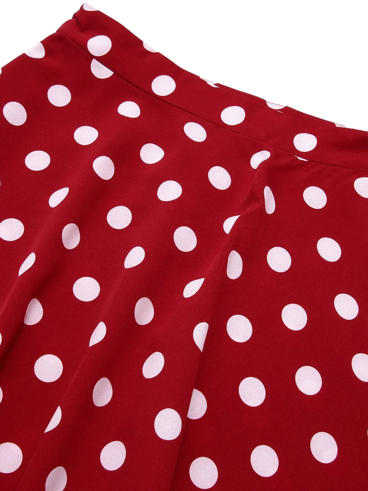New Retro Stage 2PCS 1950s Solid Blouse & Polka Dot Skirt Red & Blue