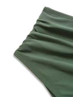 Fashion Retro Stage 2PCS 1940s Solid Boho Ruffled Skirt Swimsuit