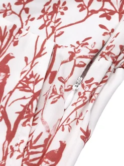 Hot Retro Stage 2PCS 1930s Solid Dolman Blouse & Floral Pants