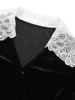 Fashion Retro Stage 2PCS 1930s Solid Velvet Top & Mermaid Skirt Black