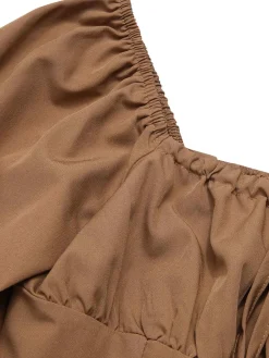 Fashion Retro Stage 2PCS 1930s Square Neck Trumpet Sleeve Top & Pleated Skirt