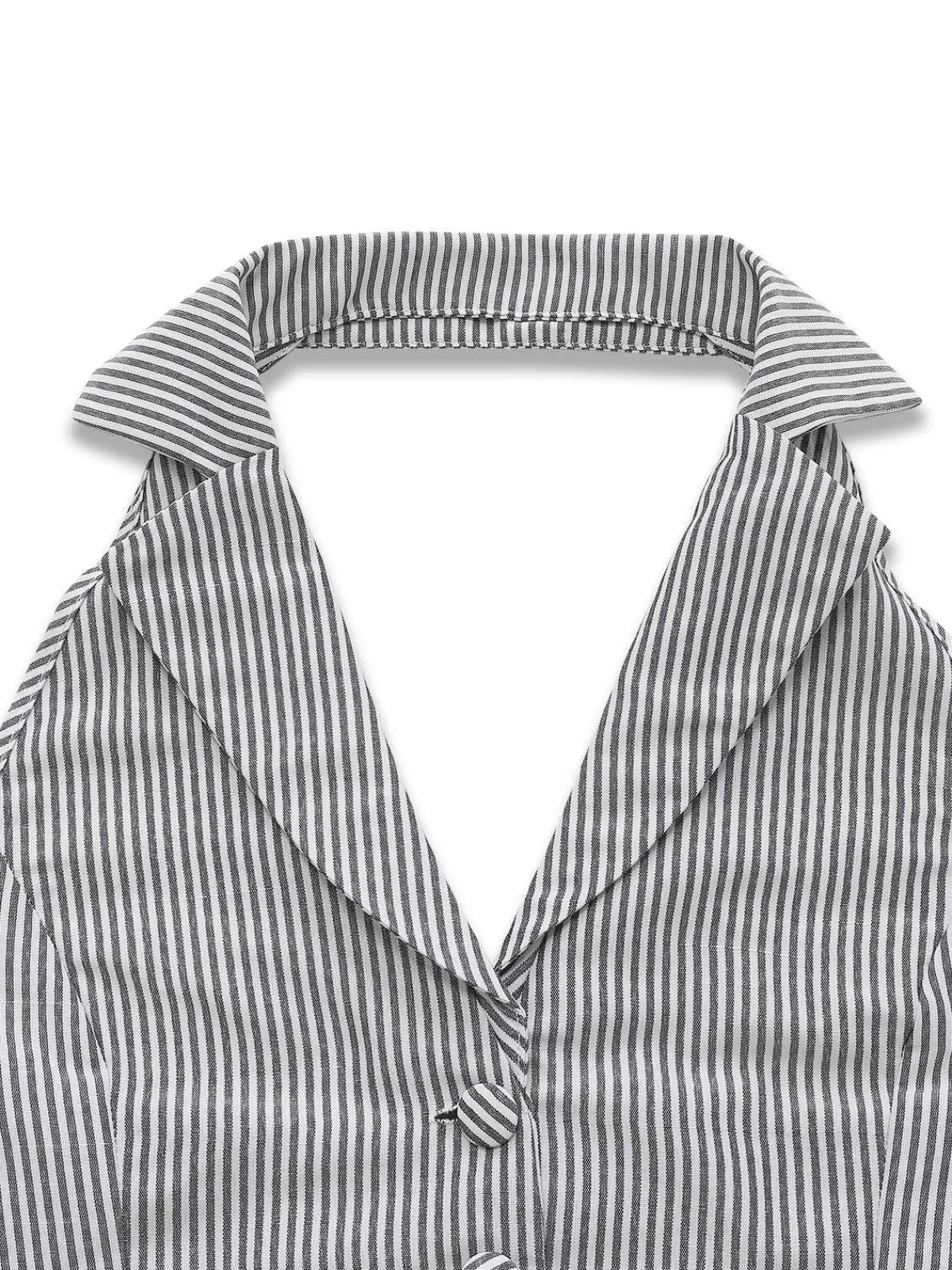 Sale Retro Stage 2PCS 1950s Stripes Lapel Sleeveless Vest & Pocket Shorts Grey