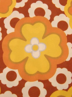 Fashion Retro Stage 2PCS 1960s Tie Neck Floral Top & Button Solid Skirt