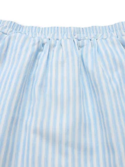 Best Retro Stage 2PCS 1960s Vertical Stripes Peter Pan Collar Blouse & Skirt