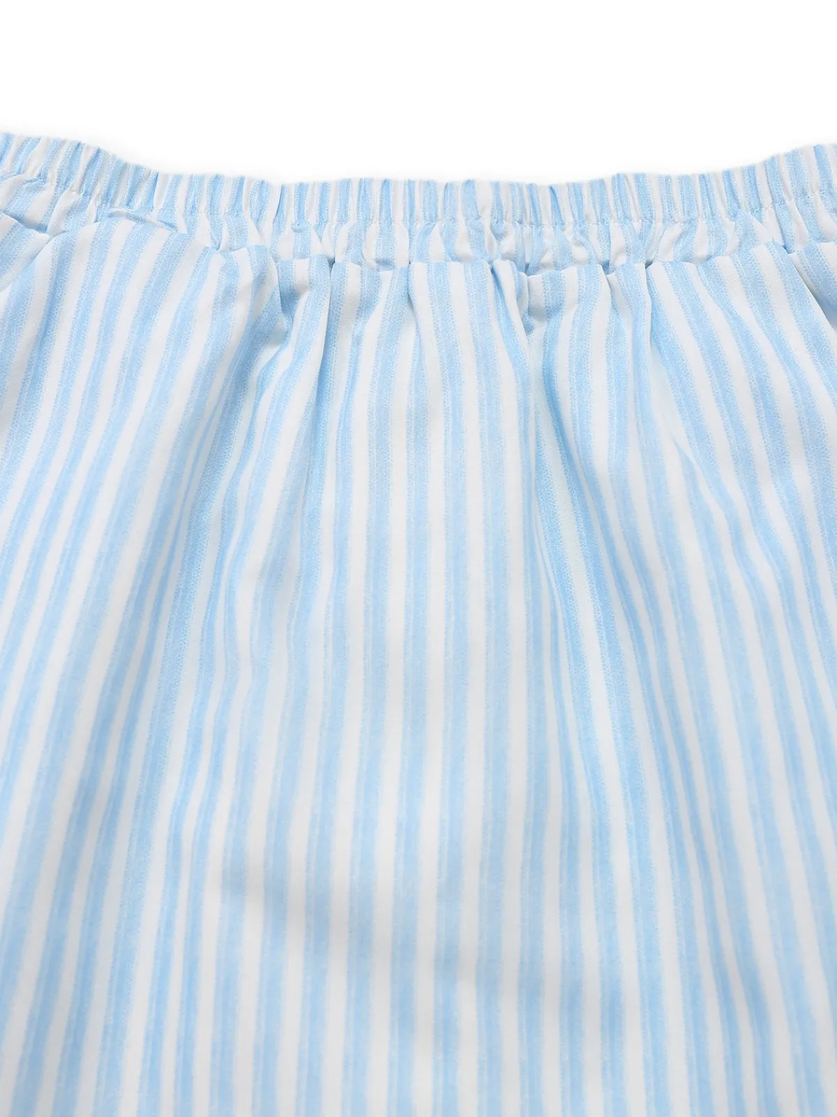 Best Retro Stage 2PCS 1960s Vertical Stripes Peter Pan Collar Blouse & Skirt