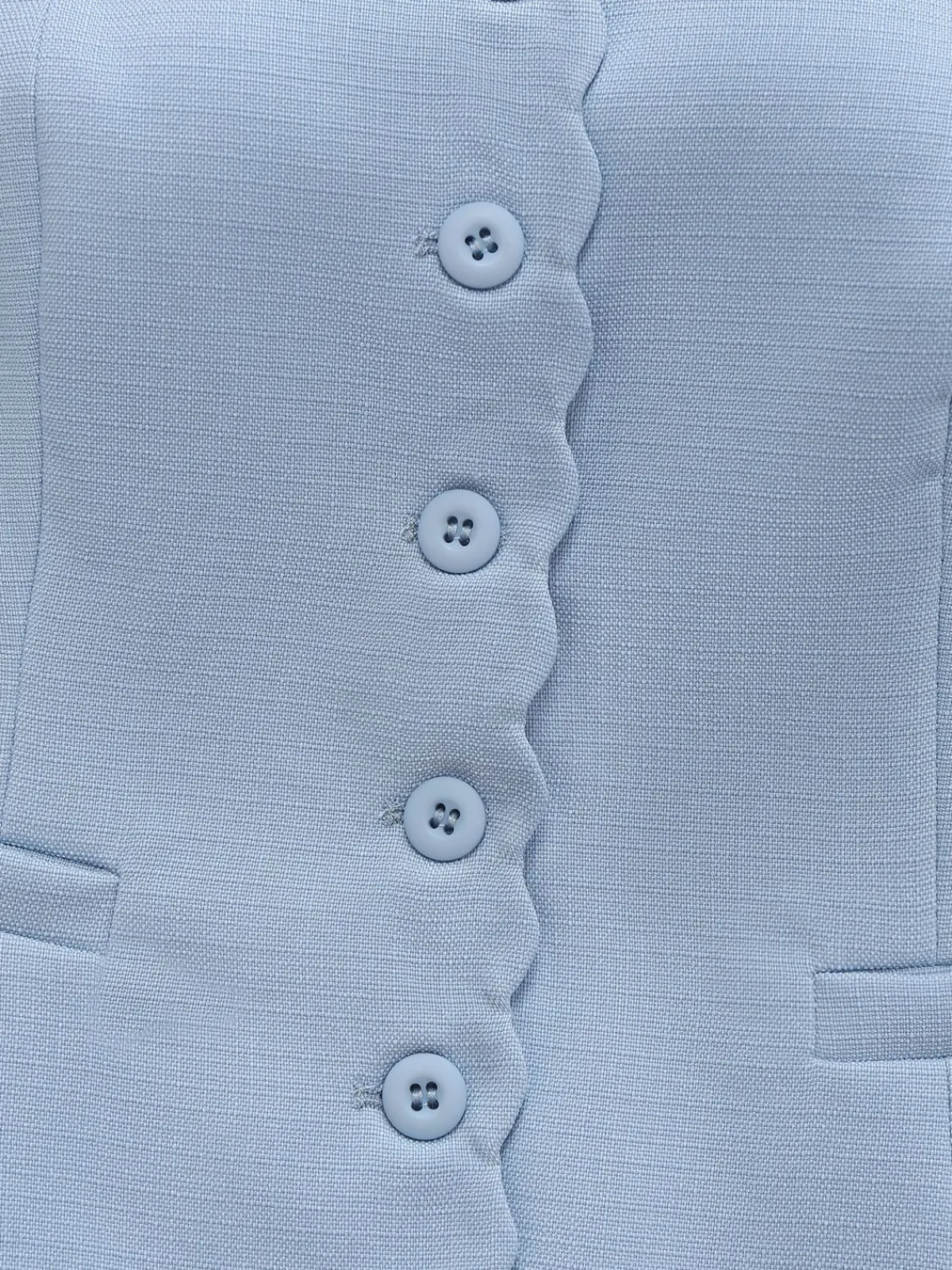 Outlet Retro Stage 2PCS 1960s Wide Strap Button Square Neck Top & Shorts Light Blue