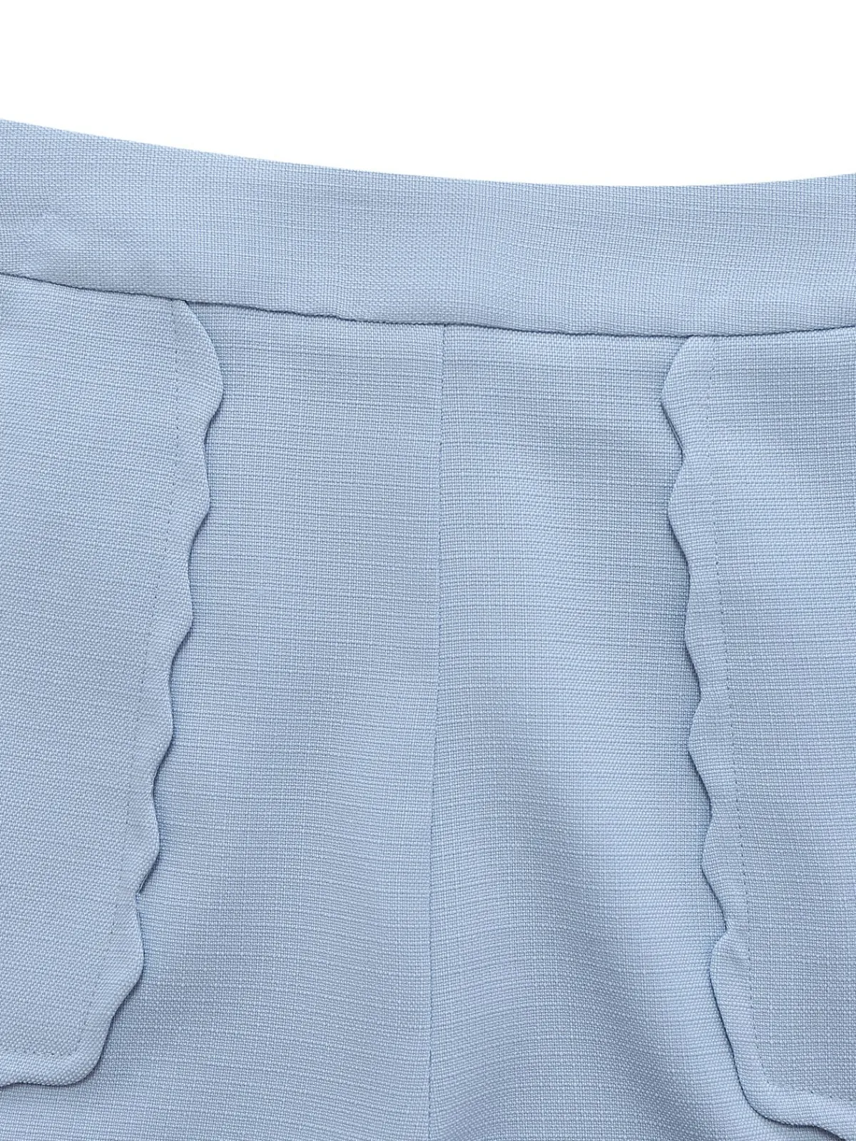 Outlet Retro Stage 2PCS 1960s Wide Strap Button Square Neck Top & Shorts Light Blue