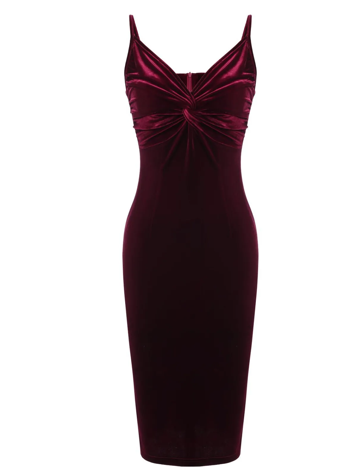 Clearance Retro Stage 2PCS Wine Red 1960s Velvet Bodycon Dress