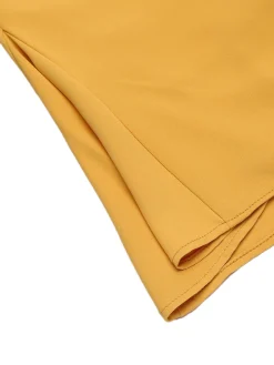 Online Retro Stage 2PCS 1950s Embroidery Top & Pockets Shorts Yellow