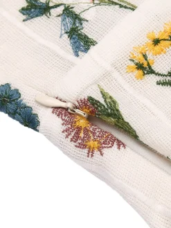 Online Retro Stage 2PCS 1950s Embroidery Top & Pockets Shorts Yellow