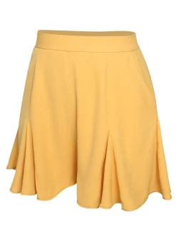 Online Retro Stage 2PCS 1950s Embroidery Top & Pockets Shorts Yellow