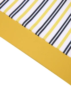 Best Retro Stage 2PCS 1940s Striped Patchwork Swimsuit Yellow