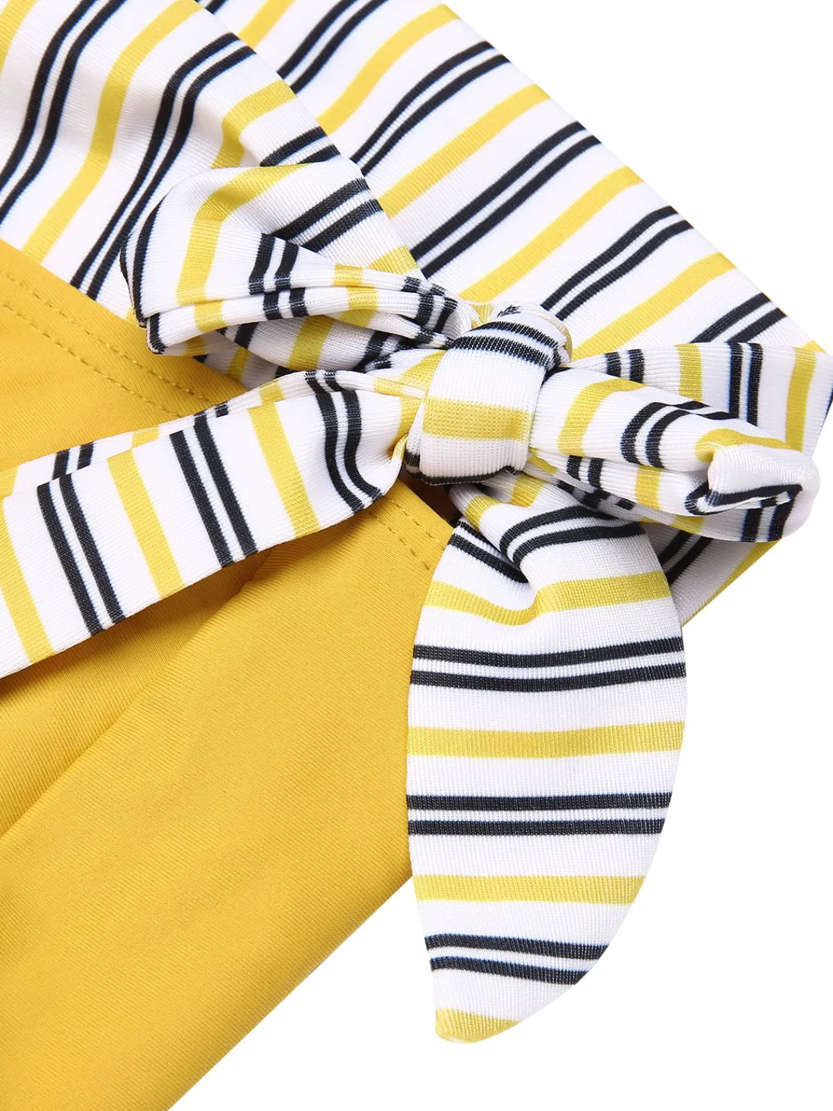 Best Retro Stage 2PCS 1940s Striped Patchwork Swimsuit Yellow