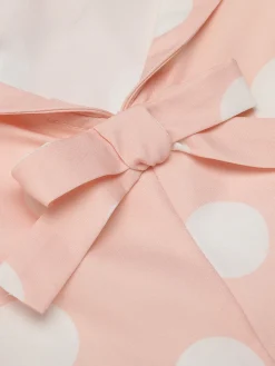 Fashion Retro Stage 1940s Dot Short Sleeves Dress Peach Pink
