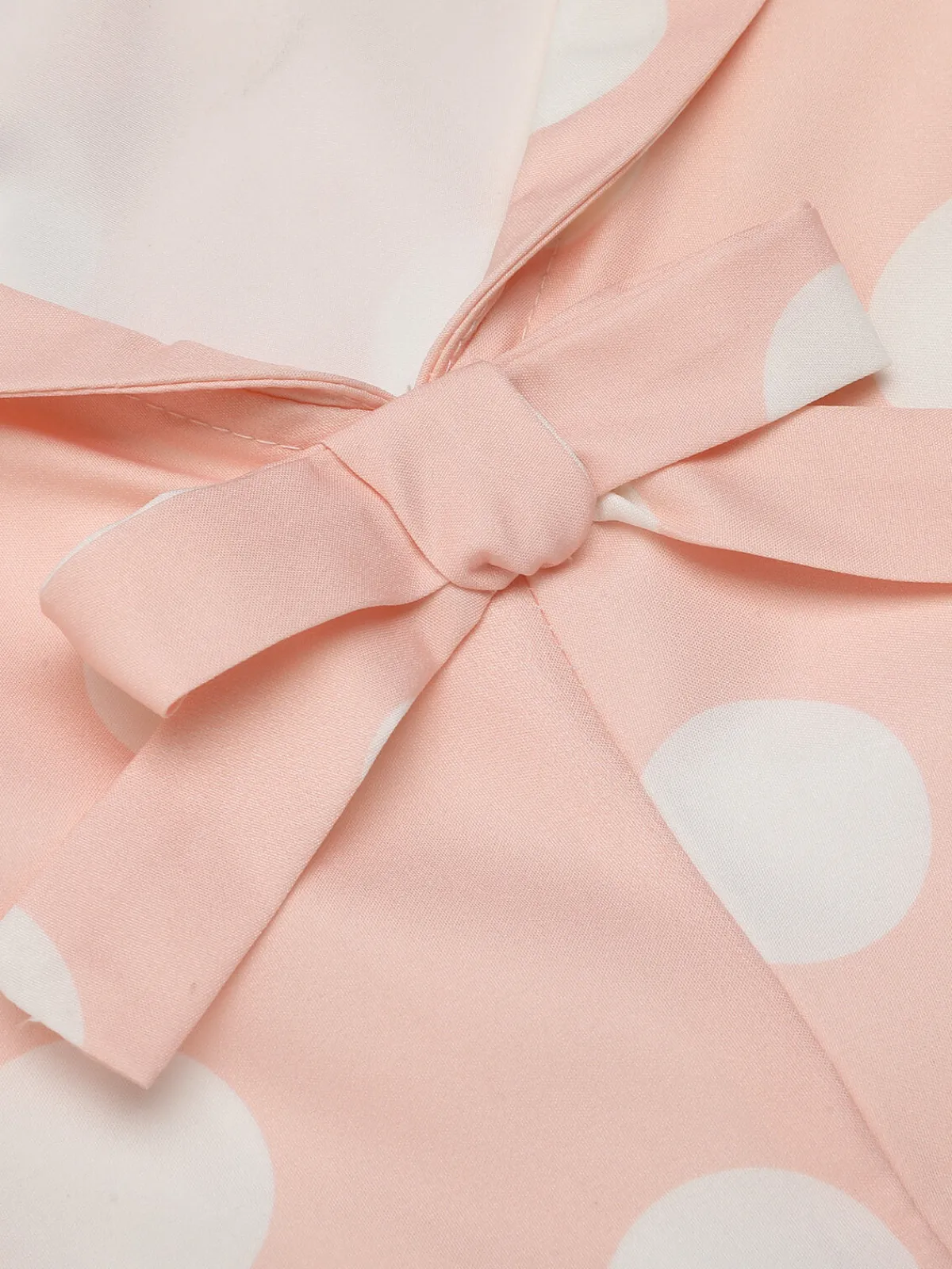 Fashion Retro Stage 1940s Dot Short Sleeves Dress Peach Pink