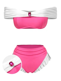 Discount Retro Stage 1970s Jewelry Princess Bikini Set Peach Pink