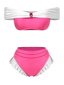 Discount Retro Stage 1970s Jewelry Princess Bikini Set Peach Pink