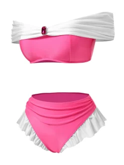 Discount Retro Stage 1970s Jewelry Princess Bikini Set Peach Pink