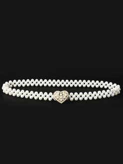 Best Retro Stage Pearl Beaded Braided Stretch Belt