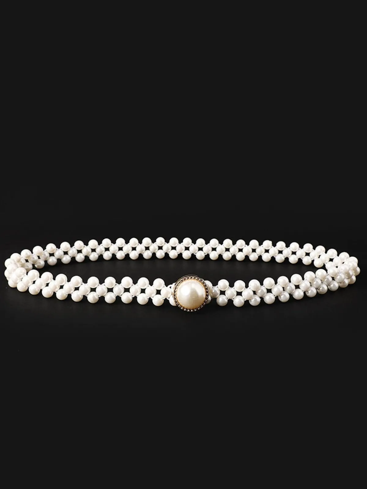 Best Retro Stage Pearl Beaded Braided Stretch Belt