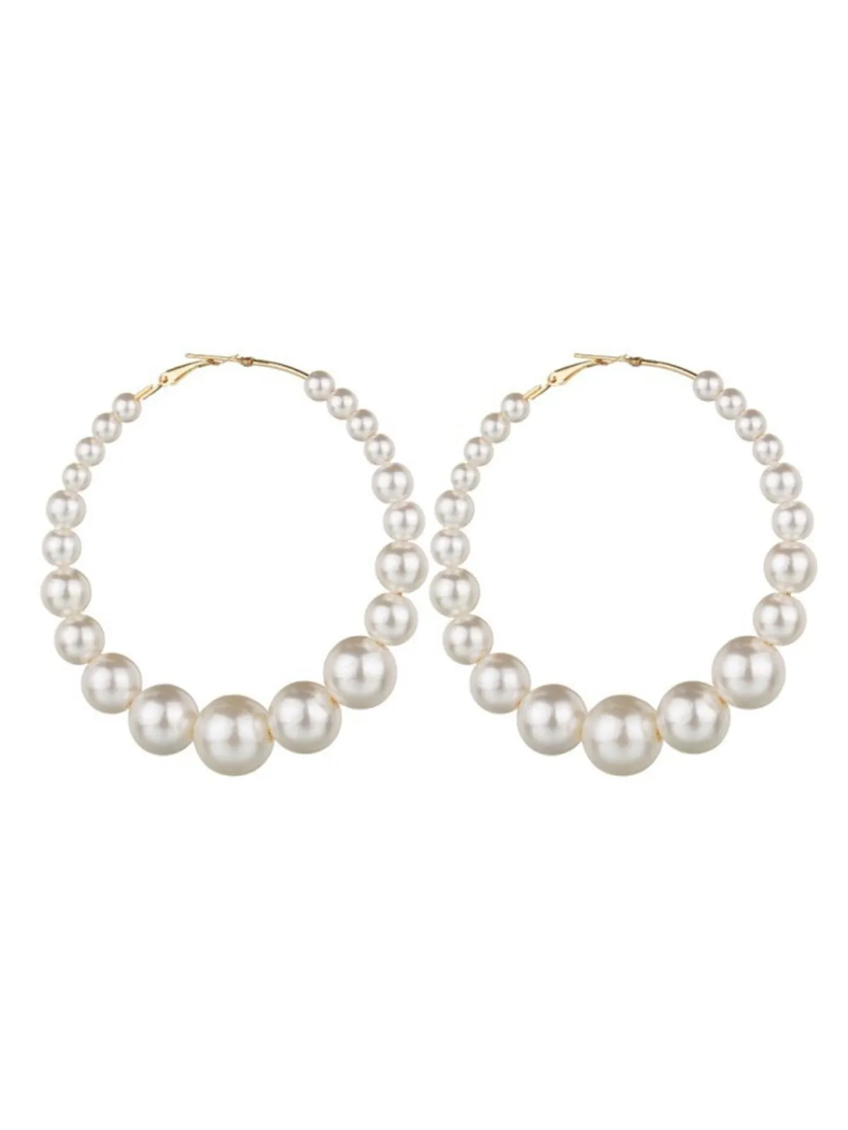 Discount Retro Stage Pearl Large Hoop Vintage Earrings