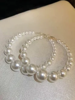 Discount Retro Stage Pearl Large Hoop Vintage Earrings