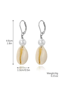 New Retro Stage Pearl Mermaid Tail Seashell Dangle Earrings