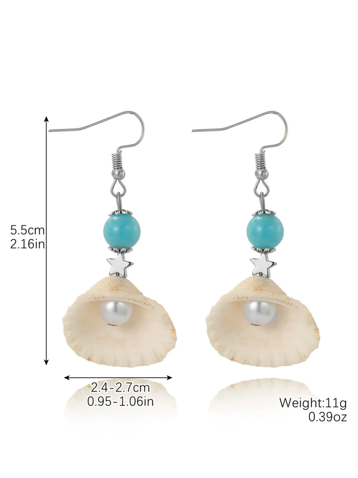 New Retro Stage Pearl Mermaid Tail Seashell Dangle Earrings