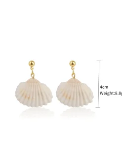New Retro Stage Pearl Mermaid Tail Seashell Dangle Earrings