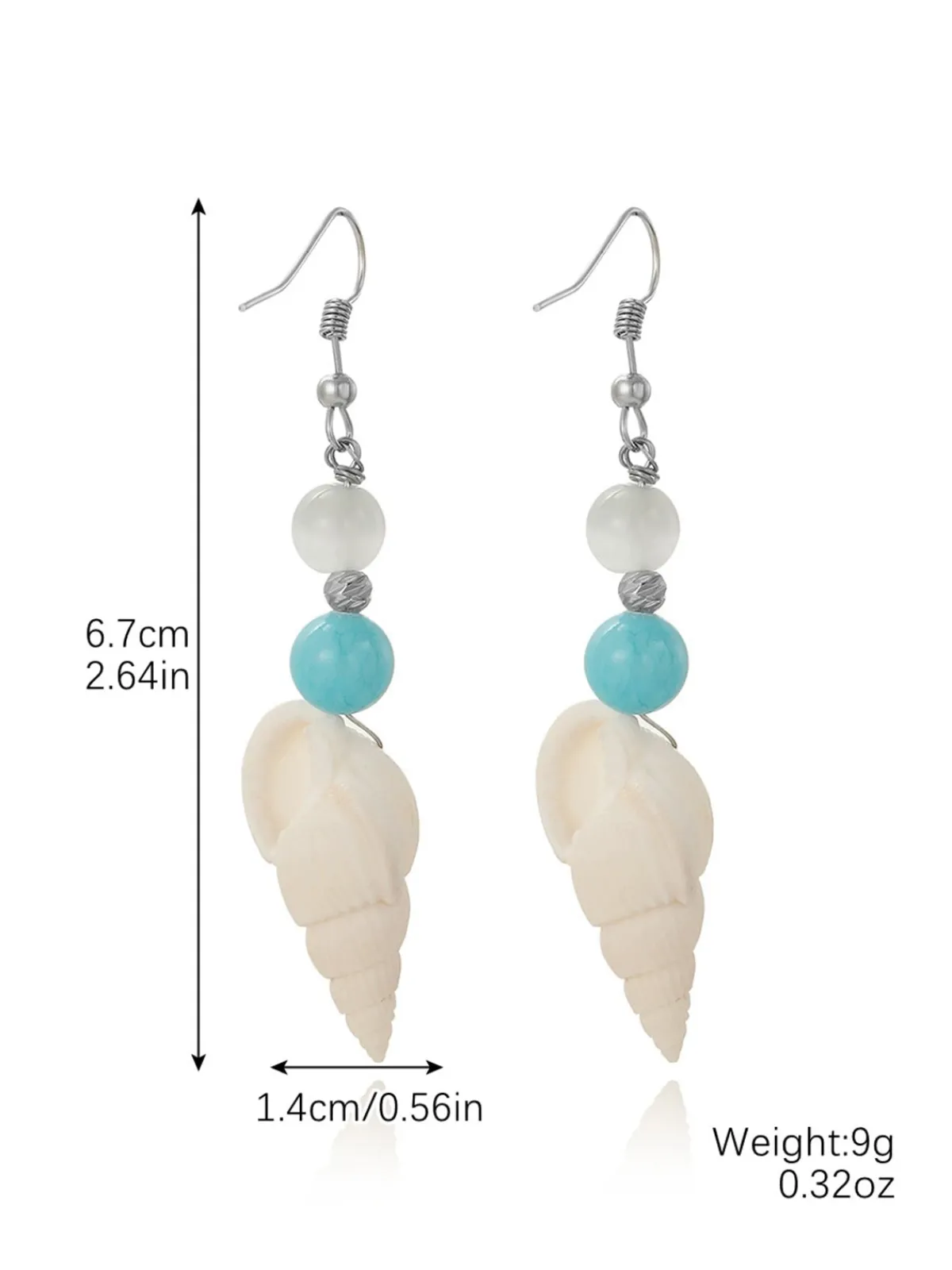 New Retro Stage Pearl Mermaid Tail Seashell Dangle Earrings