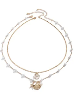 Clearance Retro Stage Pentagram Pearl Shell Necklace