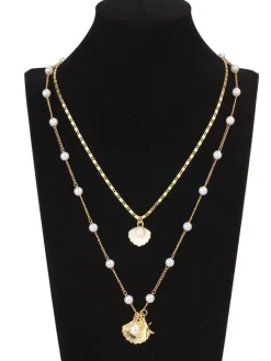 Clearance Retro Stage Pentagram Pearl Shell Necklace
