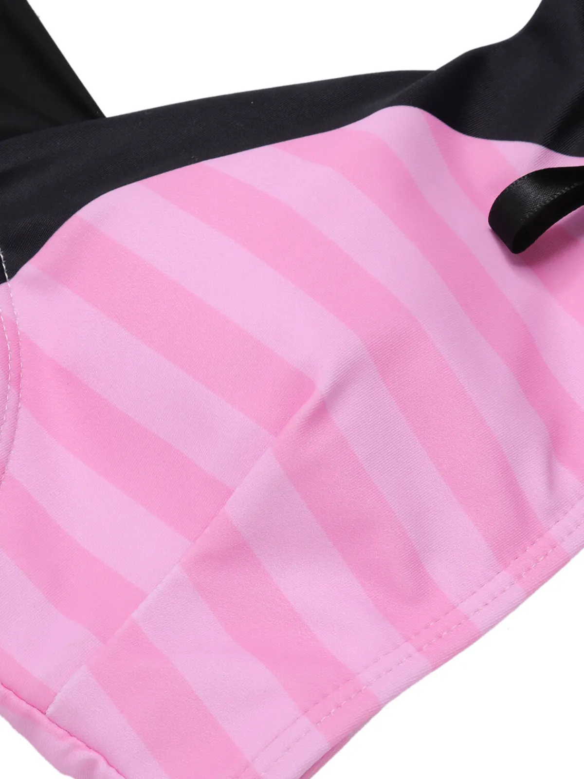 Online Retro Stage & Black 1950s Stripe Halter Swimsuit Pink