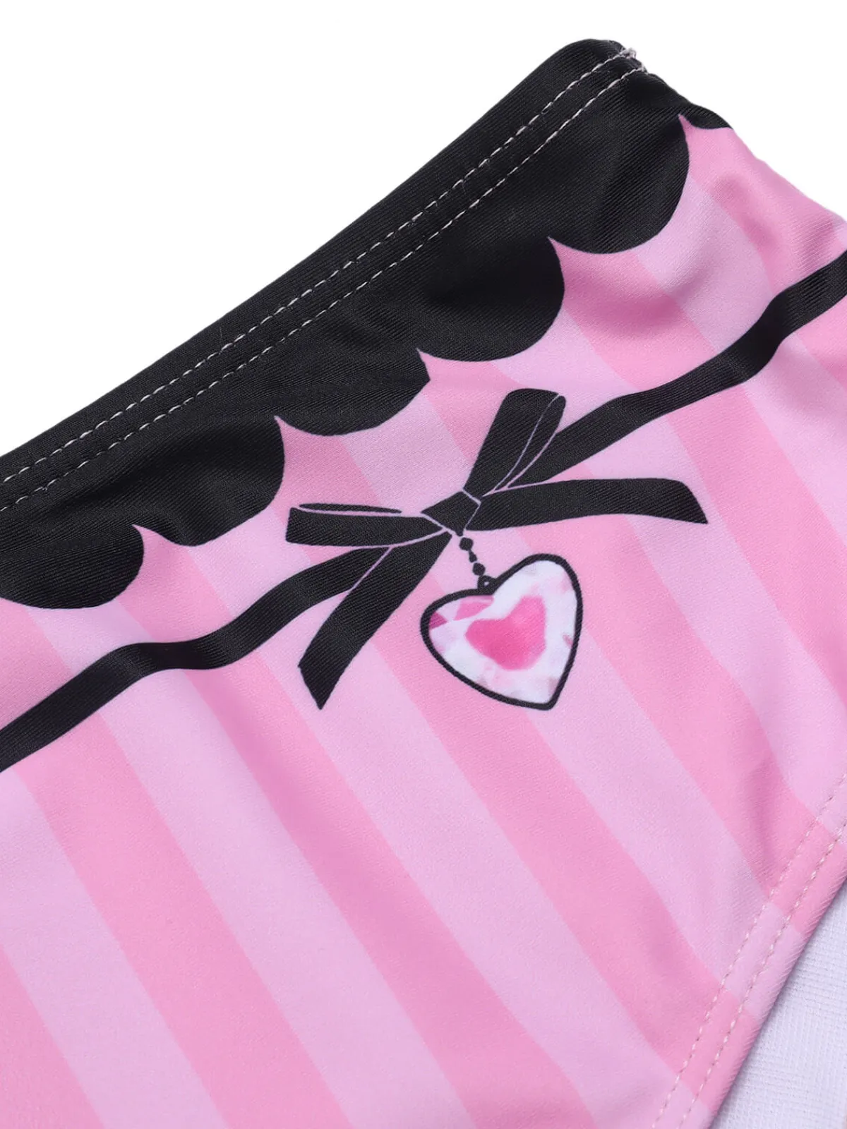 Online Retro Stage & Black 1950s Stripe Halter Swimsuit Pink