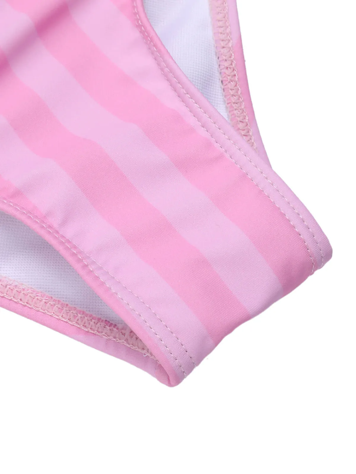 Online Retro Stage & Black 1950s Stripe Halter Swimsuit Pink