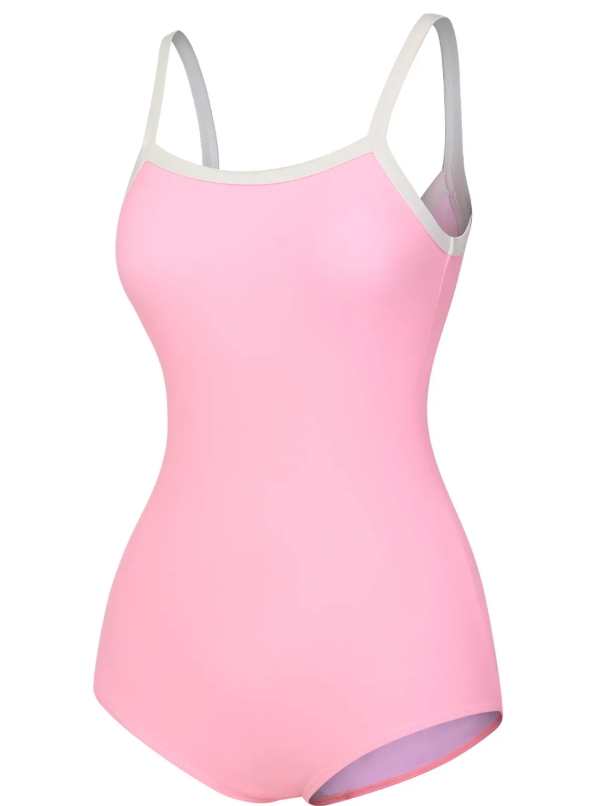 Discount Retro Stage & White 1950s U-Back Strap Swimsuit Pink
