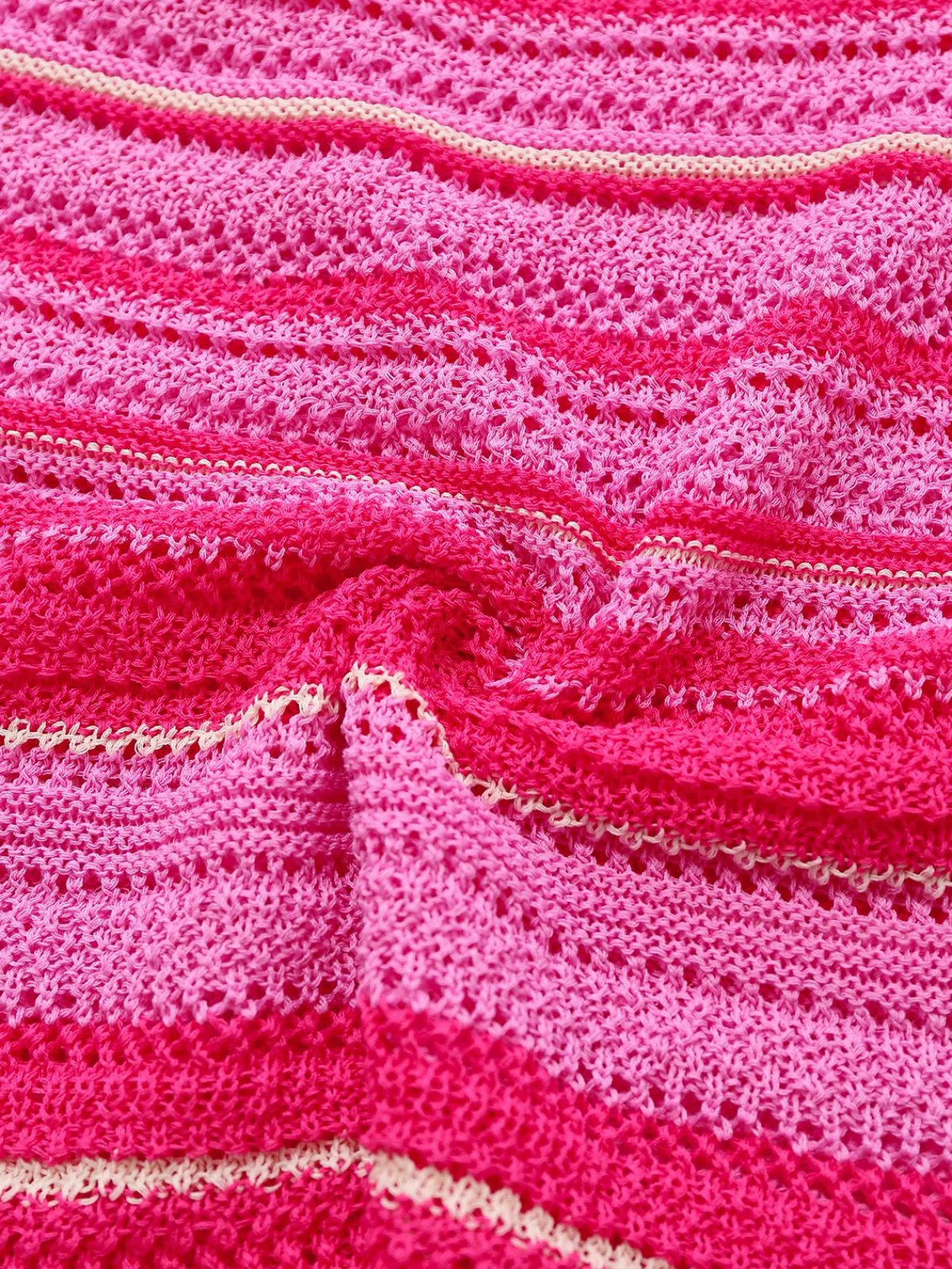 Outlet Retro Stage 1970s Boho Halter Gradient Knit Dress Pink