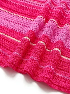 Outlet Retro Stage 1970s Boho Halter Gradient Knit Dress Pink
