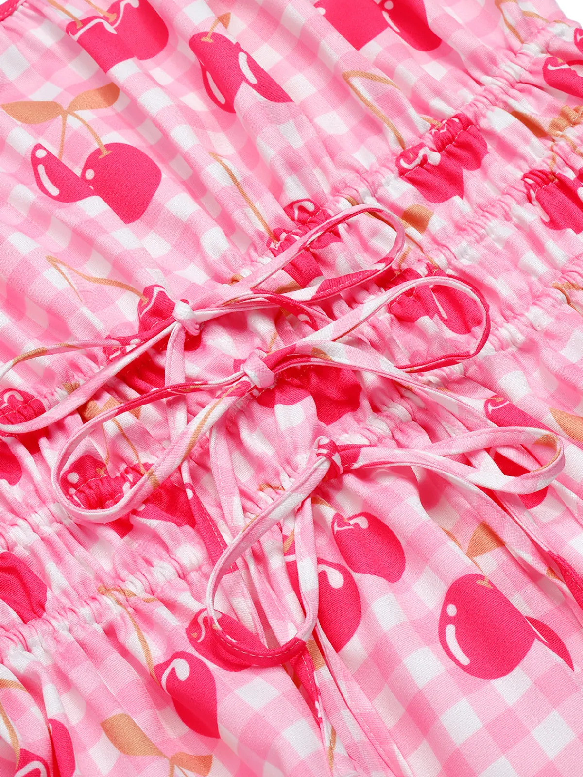 Best Retro Stage 1950s Cherry Spaghetti Strap Dress Pink