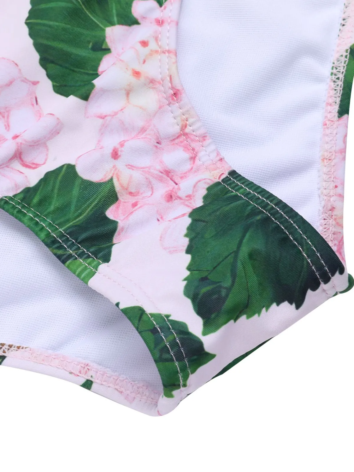 Hot Retro Stage 1950s Cold-Shoulder Floral Ruffle Swimsuit Pink