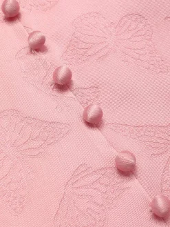 Fashion Retro Stage 1940s Deep V-Neck Butterfly Satin Dress Pink