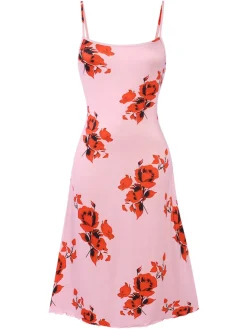 Fashion Retro Stage 1930s Floral Spaghetti Straps Nightgown Pink