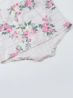 Clearance Retro Stage 1950s Floral Spaghetti Straps Corset Top Pink