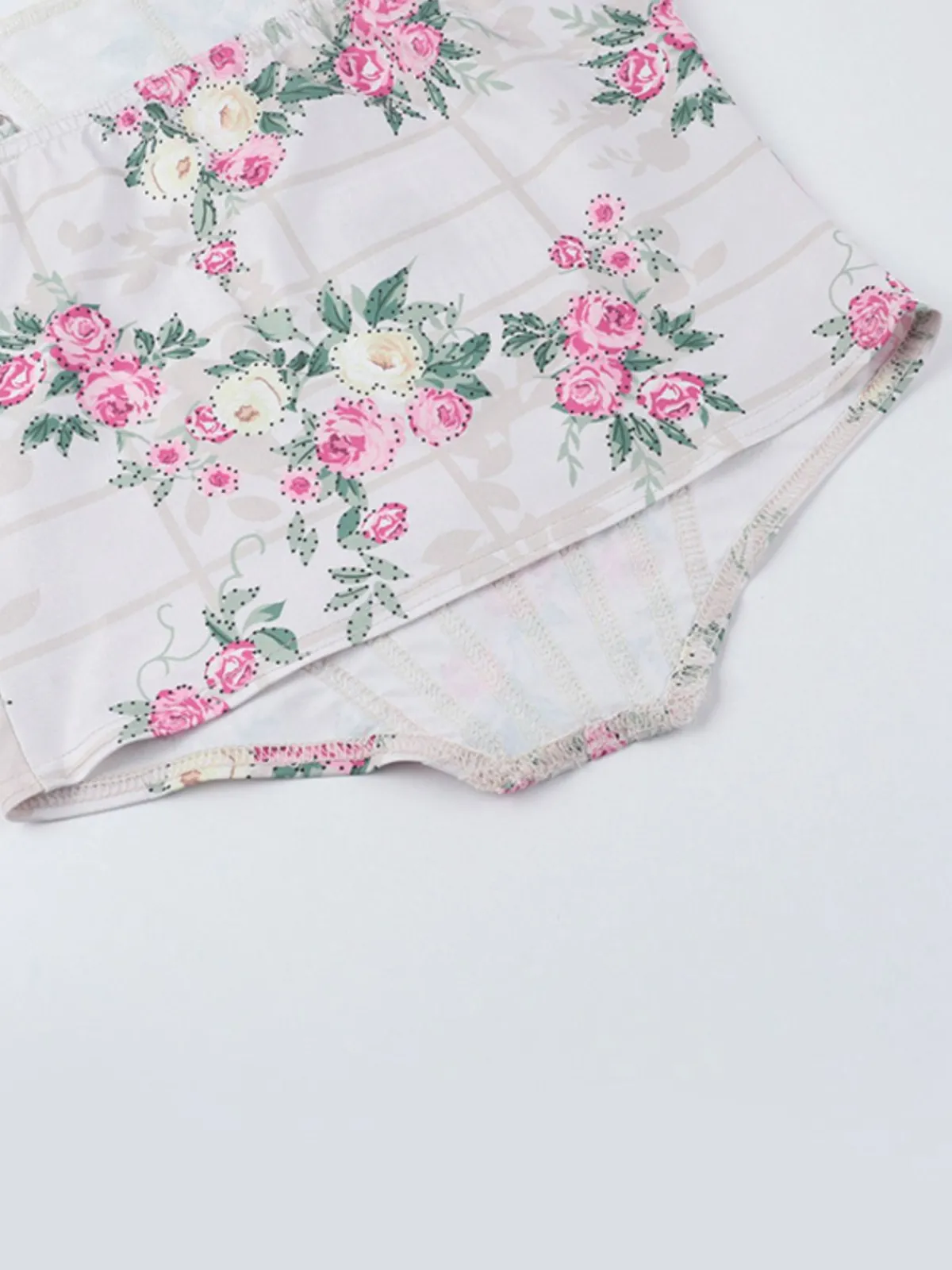 Clearance Retro Stage 1950s Floral Spaghetti Straps Corset Top Pink
