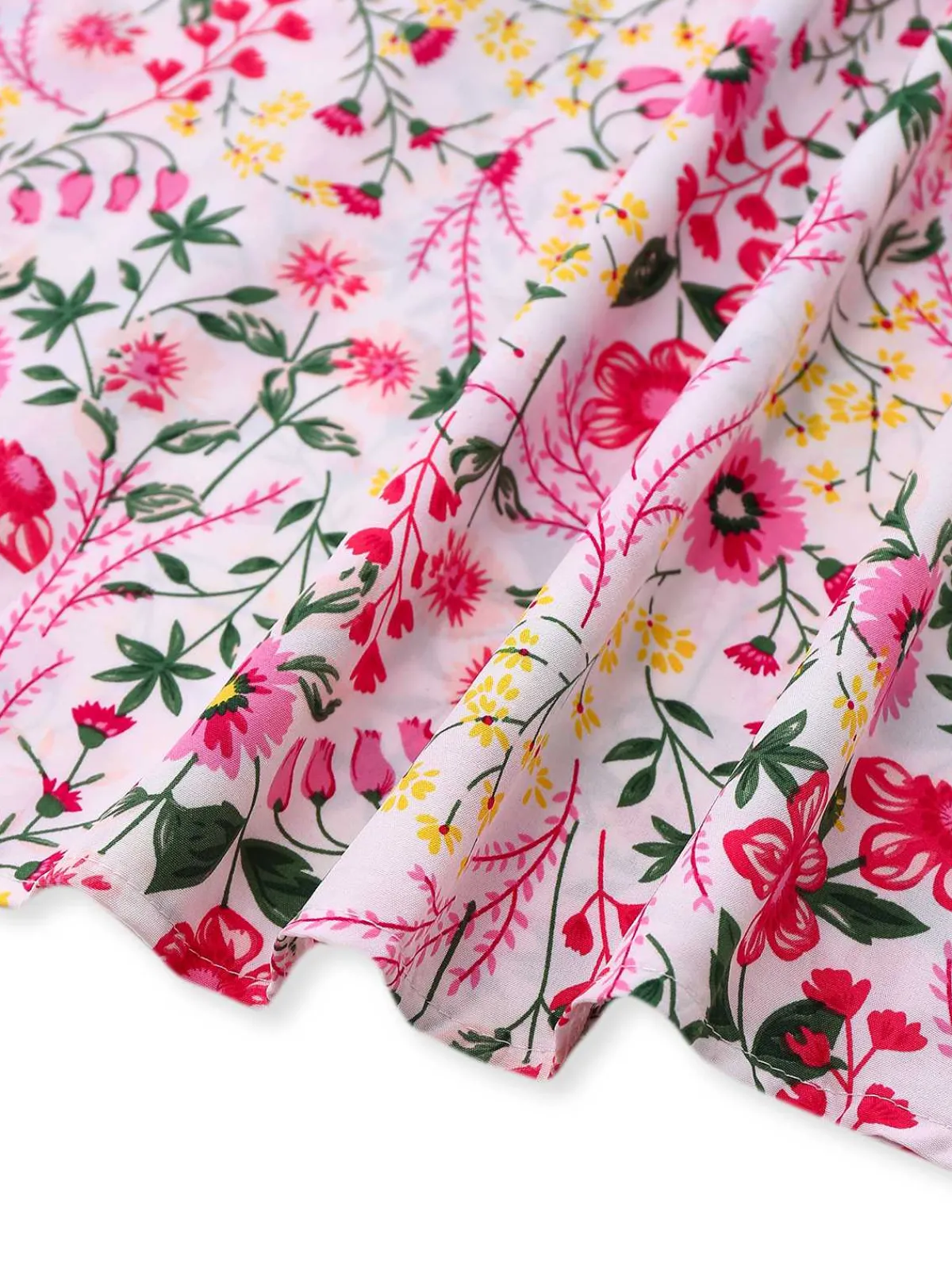 Outlet Retro Stage 1940s Flouce Sleeve V-Neck Floral Dress Pink
